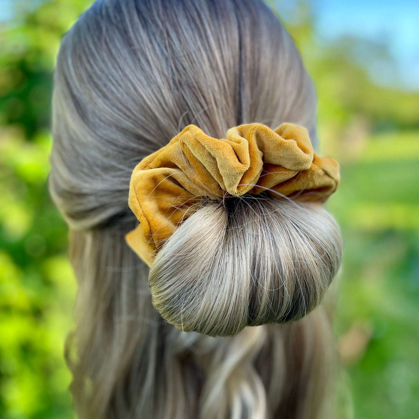 Selena Yellow Velvet Scrunchie
