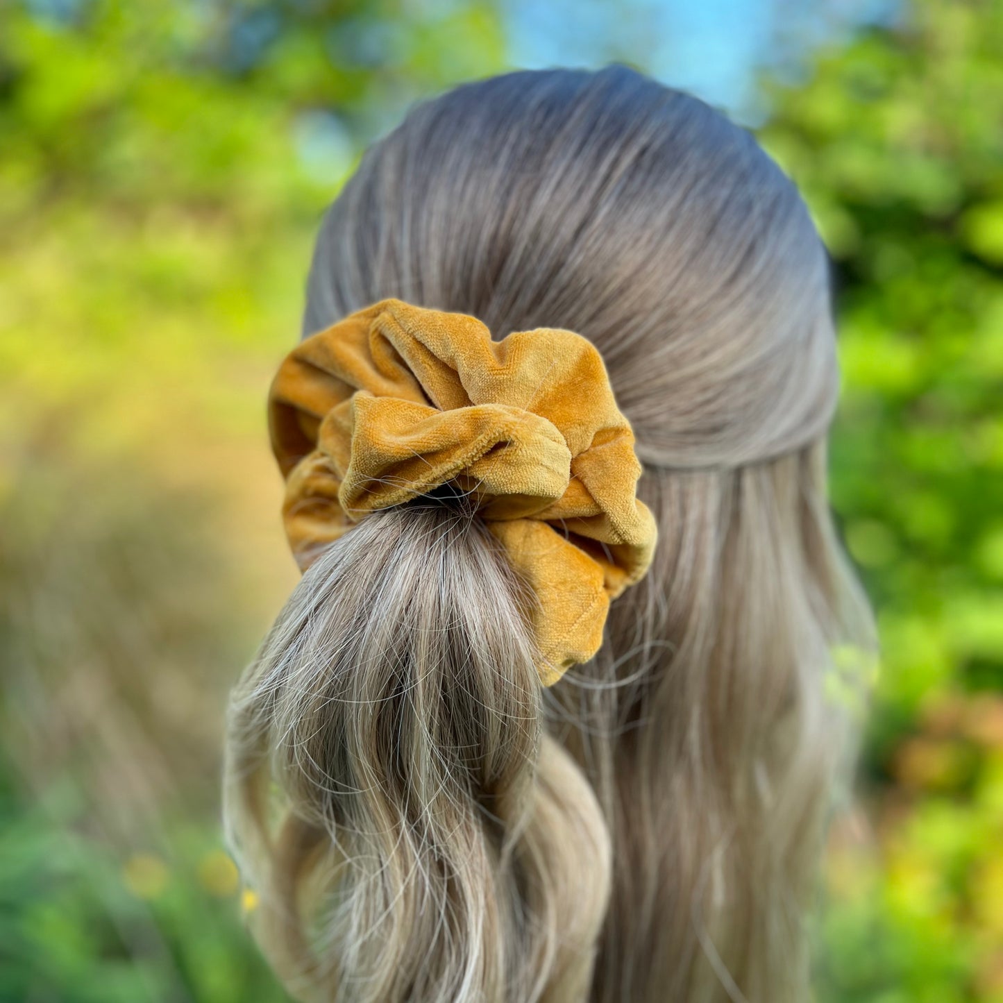 Selena Yellow Velvet Scrunchie