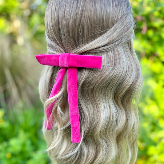 Julia Hot Pink Skinny Bow Clip