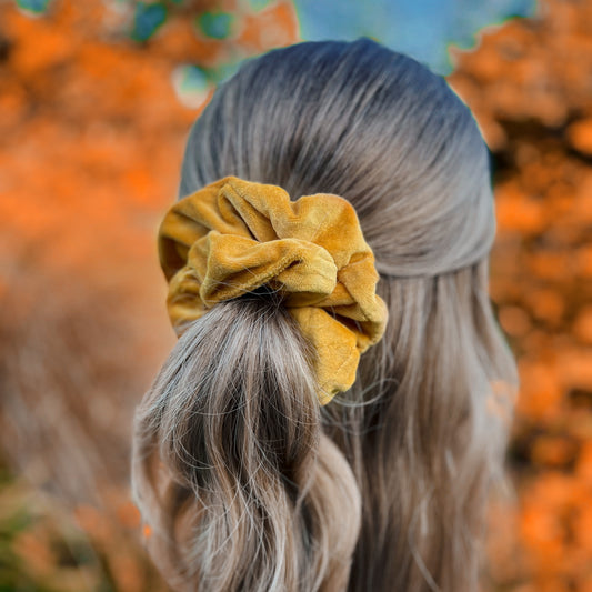Selena Yellow Velvet Scrunchie