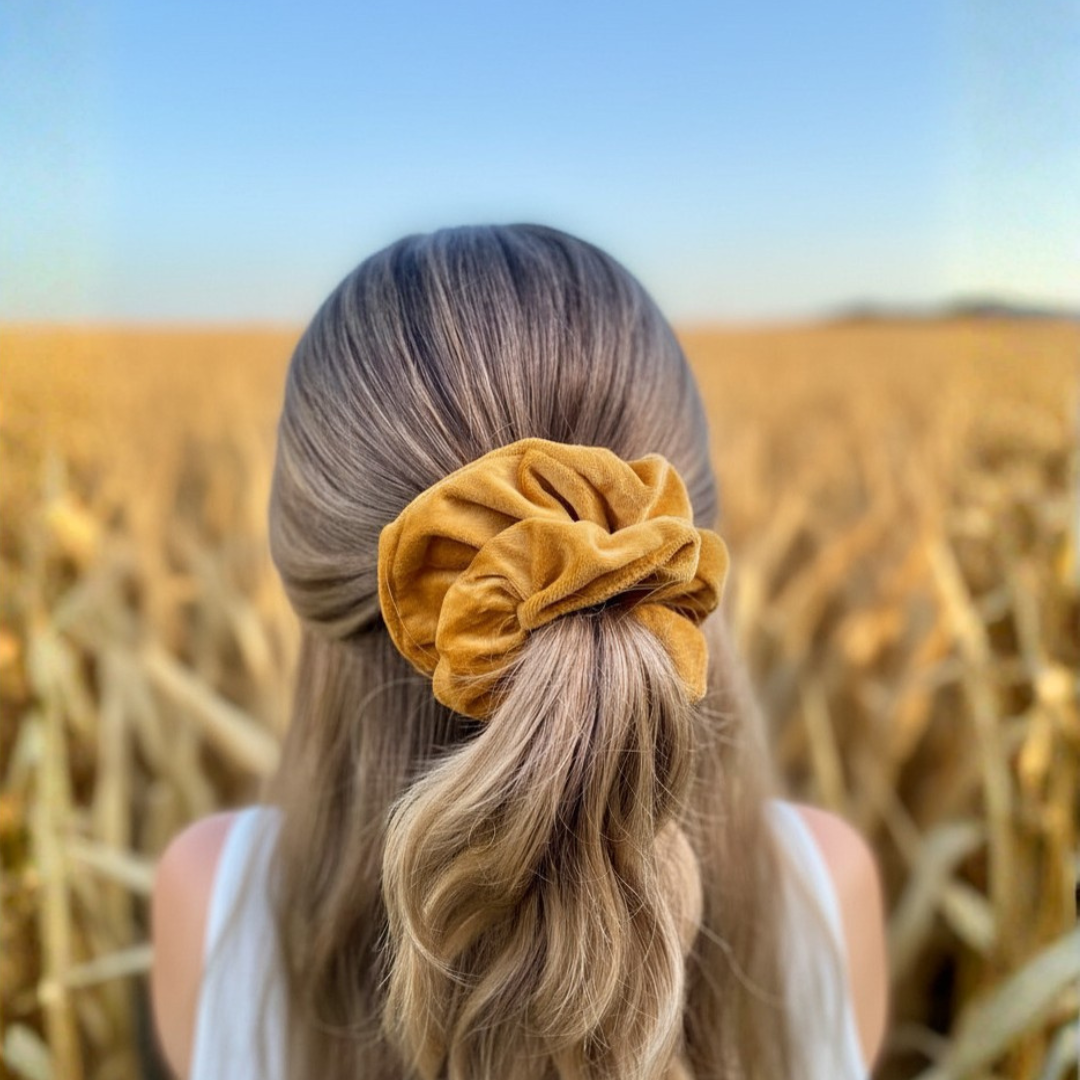 Selena Yellow Velvet Scrunchie