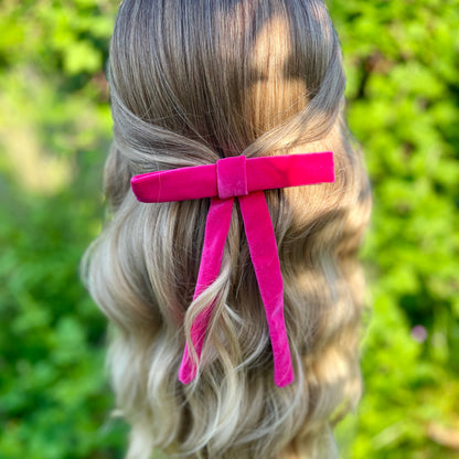 Julia Hot Pink Skinny Bow Clip