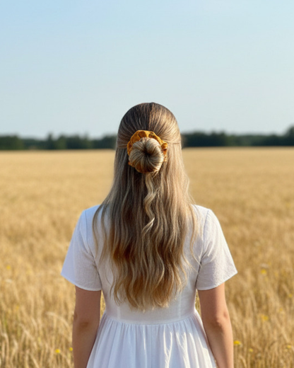 Selena Yellow Velvet Scrunchie