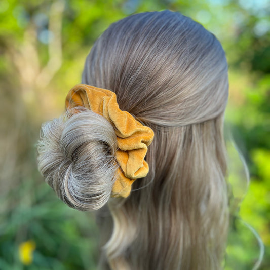 Selena Yellow Velvet Scrunchie